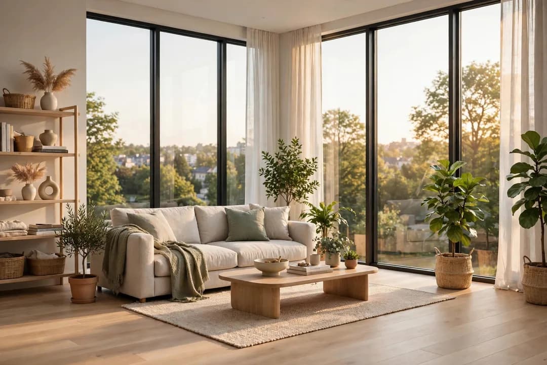 AI interior design generation: Scandinavian living room render before renovating